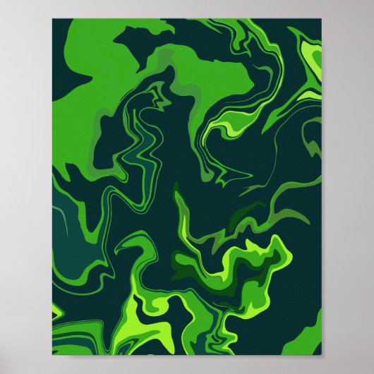 Abstrakte grüne Flüssigkeitswirbel Poster (Vorne)
