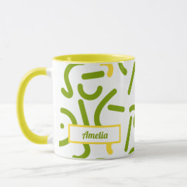 Abstrakte grüne gelbe Linien Tasse