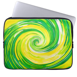 Abstrakte grüne gelbe Spiral Kunst Laptopschutzhülle