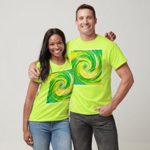 Abstrakte grüne gelbe Spiral Kunst T-Shirt