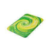 Abstrakte grüne gelbe Spiralkunst Badematte (Schrägansicht)