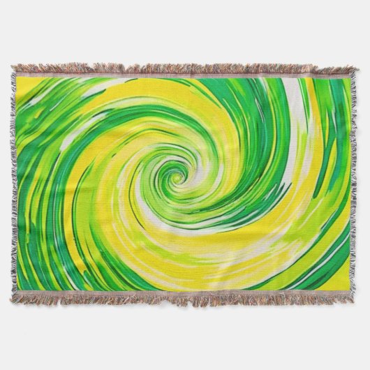 Abstrakte grüne gelbe Spiralkunst Decke (Vorderseite)