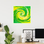 Abstrakte grüne gelbe Spiralkunst Poster (Heimbüro)