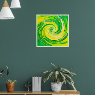 Abstrakte grüne gelbe Spiralkunst Poster