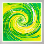 Abstrakte grüne gelbe Spiralkunst Poster (Vorne)