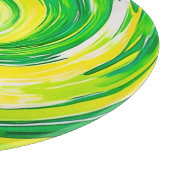 Abstrakte grüne gelbe Spiralkunst Schneidebrett (Ecke)