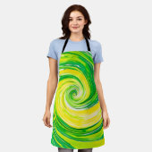 Abstrakte grüne gelbe Spiralkunst Schürze (Getragen)