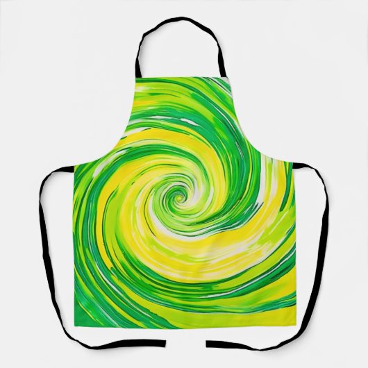 Abstrakte grüne gelbe Spiralkunst Schürze (Vorderseite)