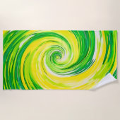 Abstrakte grüne gelbe Spiralkunst Strandtuch (Vorderseite)