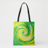 Abstrakte grüne gelbe Spiralkunst Tasche (Vorderseite)