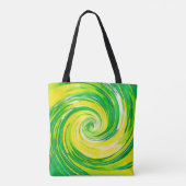 Abstrakte grüne gelbe Spiralkunst Tasche (Rückseite)