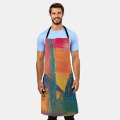 Abstrakte, grüne, gelbe und rote Malerei Schürze (Getragen)