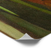 Abstrakte, grüne, orange und schwarze Malerei Poster (Ecke)