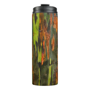Abstrakte, grüne, orangefarbene und schwarze Male Thermosbecher
