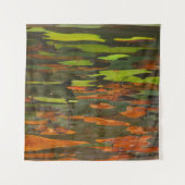 Abstrakte, grüne, orangefarbene und schwarze Maler Wandteppich (Vorderseite (Horizontal))