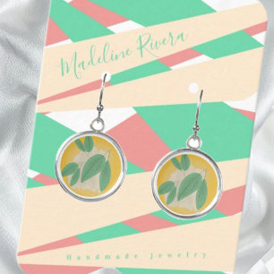 Abstrakte grüne Pfirsich-Handmade-Ohrhänger-Anzeig Telefonnummerkarte