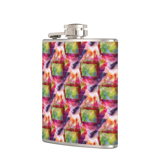 Abstrakte grüne, rote Tapete Flachmann (Links)