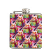 Abstrakte grüne, rote Tapete Flachmann (Vorderseite)