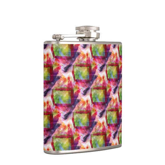 Abstrakte grüne, rote Tapete Flachmann (Rechts)