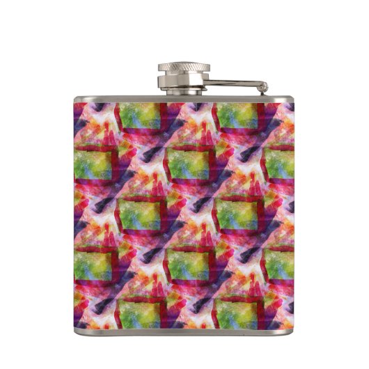 Abstrakte grüne, rote Tapete Flachmann (Rückseite)