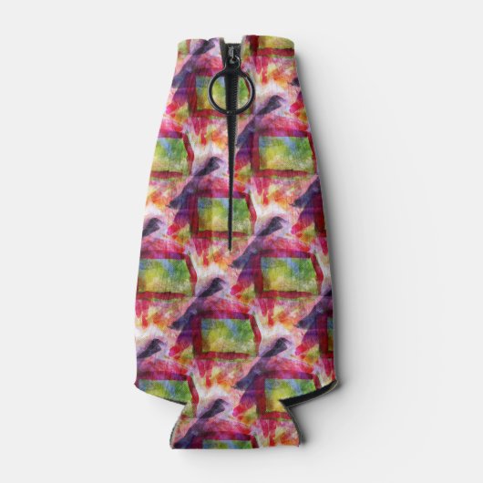 Abstrakte grüne, rote Tapete Flaschenkühler (Rückseite)