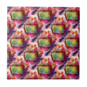 Abstrakte grüne, rote Tapete Fliese