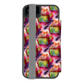 Abstrakte grüne, rote Tapete Incipio iPhone Geldbeutel-Hülle (Folio Rückseite)