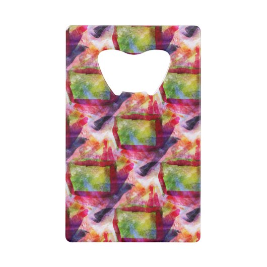 Abstrakte grüne, rote Tapete Kreditkartenflaschenöffner (Vorderseite)