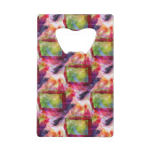 Abstrakte grüne, rote Tapete Kreditkartenflaschenöffner (Rückseite)