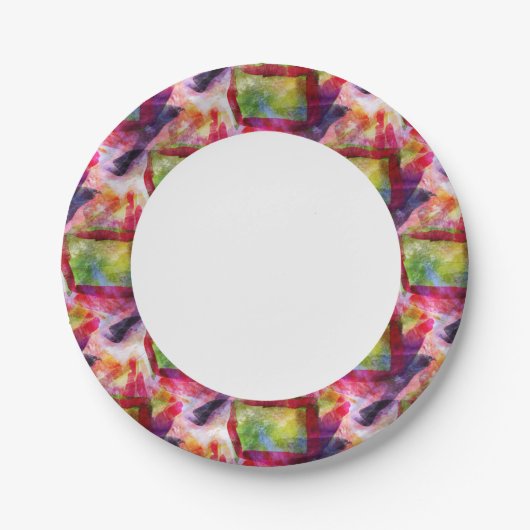 Abstrakte grüne, rote Tapete Pappteller (Vorderseite)