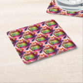 Abstrakte grüne, rote Tapete Rechteckiger Pappuntersetzer (angewinkelt)