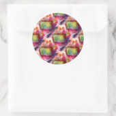 Abstrakte grüne, rote Tapete Runder Aufkleber (Tasche)