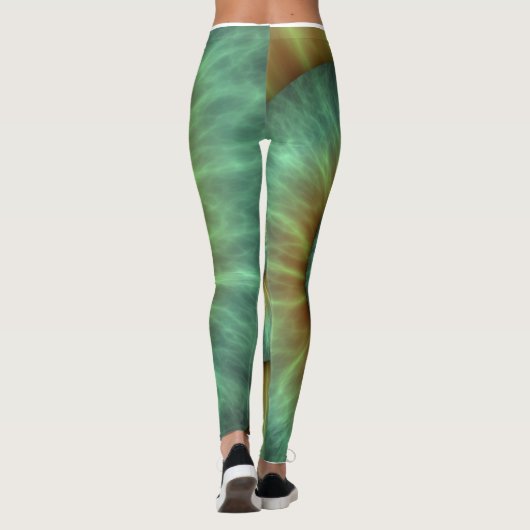abstrakte grüne Spiralkonstruktion Leggings (Rückseite)