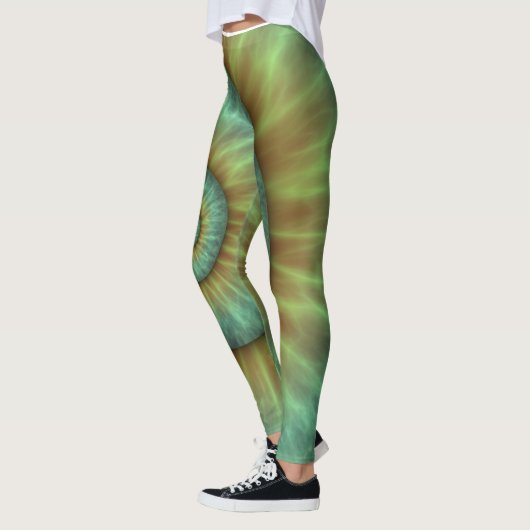 abstrakte grüne Spiralkonstruktion Leggings (Links)