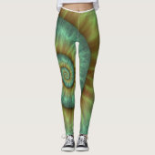abstrakte grüne Spiralkonstruktion Leggings (Vorderseite)