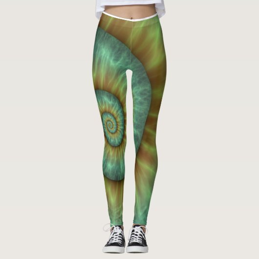 abstrakte grüne Spiralkonstruktion Leggings (Vorderseite)