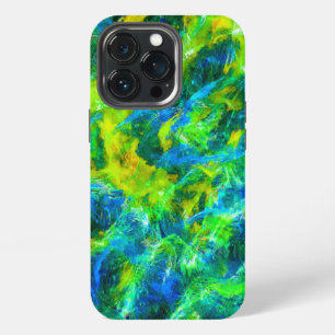 Abstrakte grüne und blaue Flammen iPhone 13 Pro Hülle