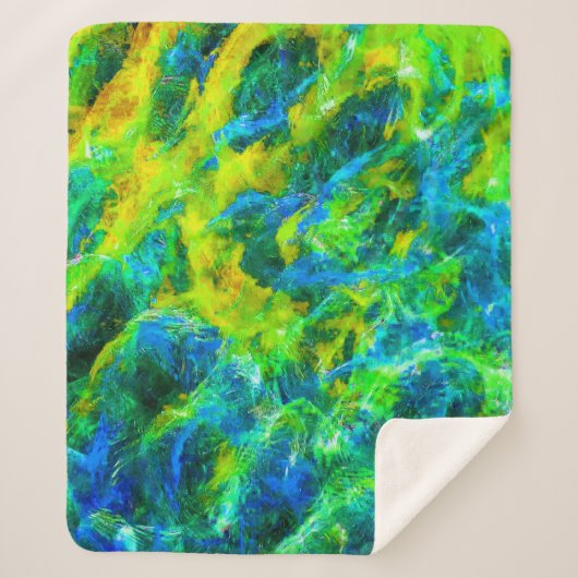 Abstrakte grüne und blaue Flammen Sherpadecke (Vorderseite)