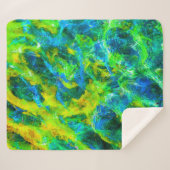 Abstrakte grüne und blaue Flammen Sherpadecke (Vorderseite (Horizontal))