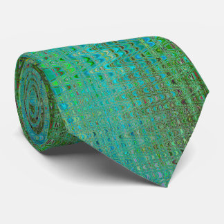 Abstrakte, grüne und blaue Retro Boomerang Waves Krawatte