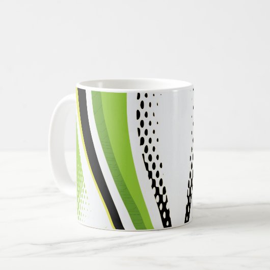 Abstrakte, grüne und schwarze Kurve Kaffeetasse (Vorderseite Links)