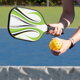 Abstrakte, grüne und schwarze Kurve Pickleball Schläger