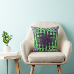 Abstrakte grüne und violette wellige Tie-Dye-Wolke Kissen