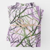 Abstrakte grüne violette Zweige Geschenkpapier Set (Beispiel)