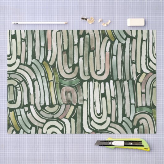 Abstrakte grüne Wasserfarbenpfade Papier (Handwerk)