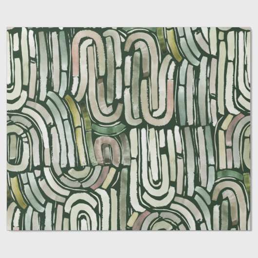 Abstrakte grüne Wasserfarbenpfade Papier Geschenkpapier (Flach)