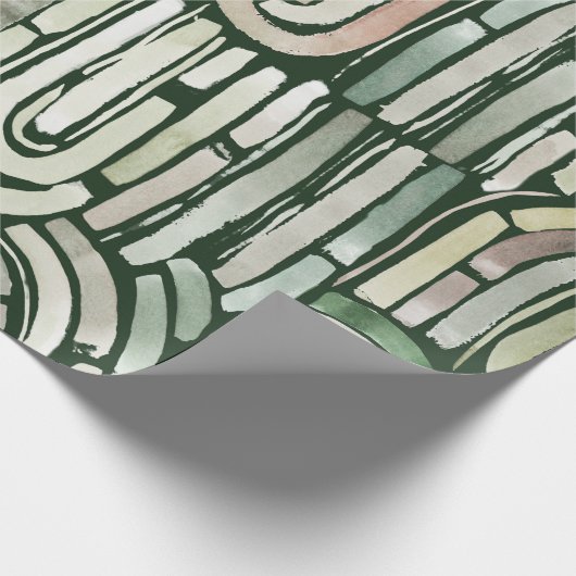 Abstrakte grüne Wasserfarbenpfade Papier Geschenkpapier (Ecke)