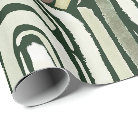 Abstrakte grüne Wasserfarbenpfade Papier Geschenkpapier (Rolleneckpunkt)