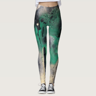 Abstrakte grüne Watercolor-Farbe Leggings