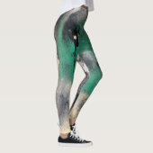 Abstrakte grüne Watercolor-Farbe Leggings (Rechts)